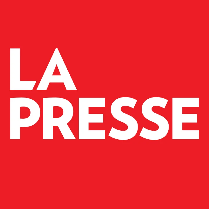 Logotype du quotidien La Presse : les mots LA PRESSE en blanc sur un carré rouge